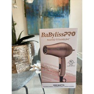 BaByliss PRO Nano Titanium Folding Travel Hair Dryer in ROSE GOLD -NEW IN BOX